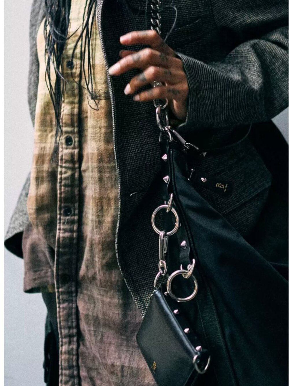 NWT R13 Draped Front Shirt - Khaki to Brown Ombre Plaid - Picture 2 of 11
